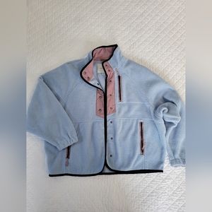 Women's American Eagle cropped jacket, blue and purple, size small.